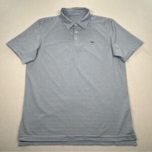 Vineyard Vines Performance Bradley Stripe Sankaty Polo Shirt Men Medium Blue